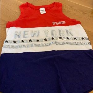 A red white blue tang top.